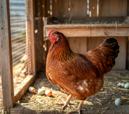 Gallina dentro del gallinero
